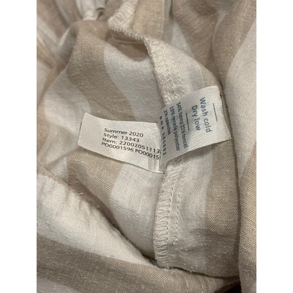 Marine Layer Caroline Pant in Tan/White Stripe‎ Wide Leg Flowy Hemp Size Small - Picture 10 of 11